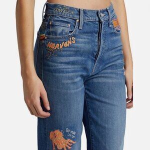 MOTHER Superior The Rambler Sneak Jeans Running With Scissors Size 25